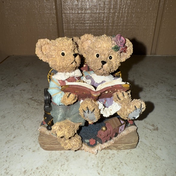 Bears Reading Book Figurine Study Buddies Kuddles Korner Home Interiors 11298-01 - Picture 1 of 5